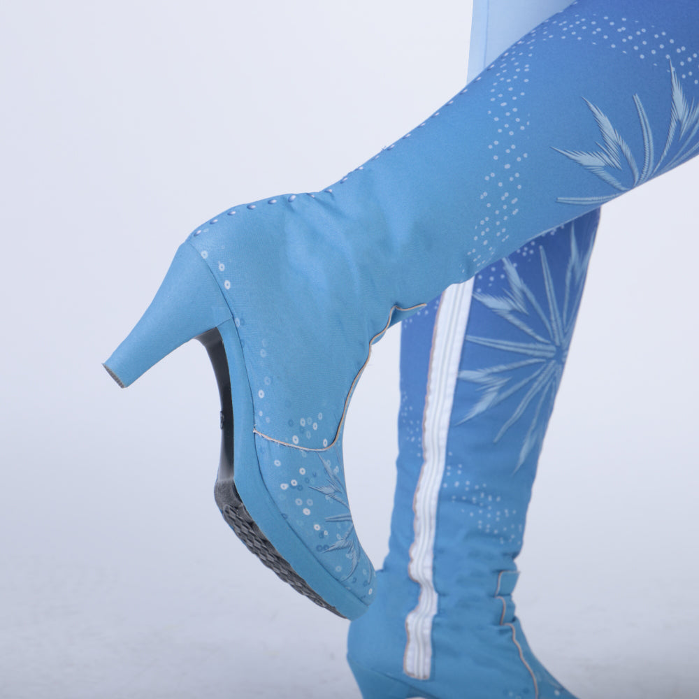 Elsa Boots Costume Halloween Knee-high High Heel Elsa Shoes Costume Princess Ice Queen Elsa Prop
