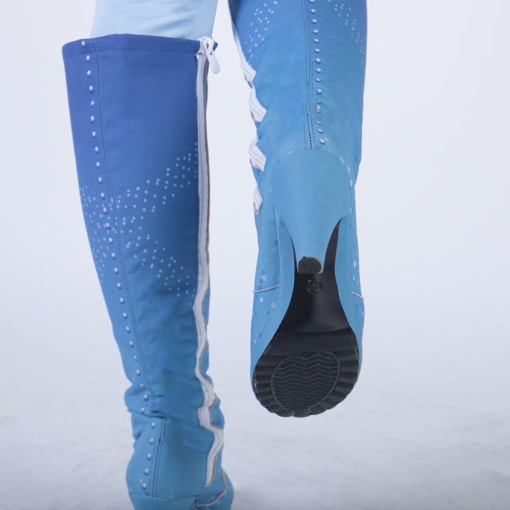 Elsa Boots Costume Halloween Knee-high High Heel Elsa Shoes Costume Princess Ice Queen Elsa Prop