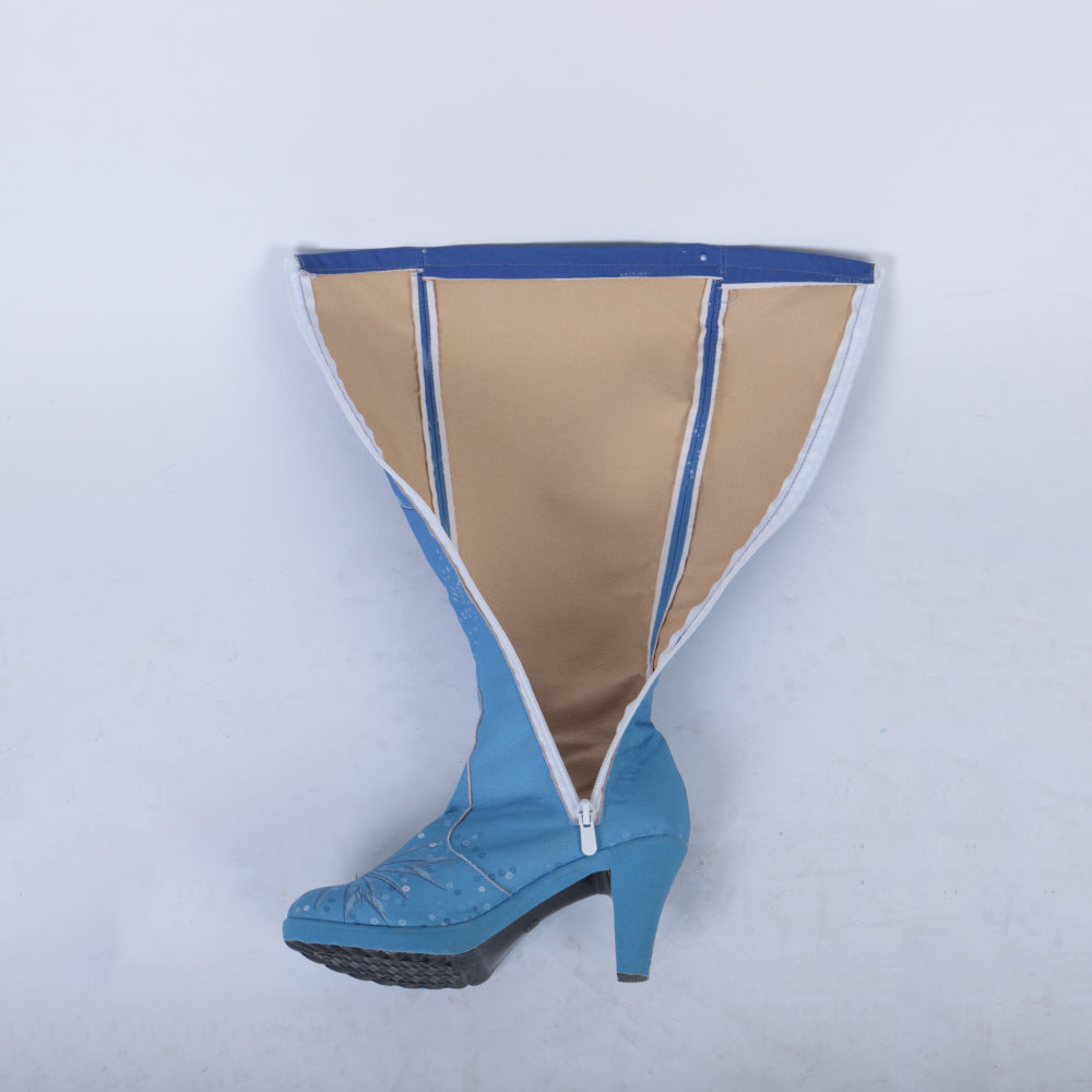 Elsa Boots Costume Halloween Knee-high High Heel Elsa Shoes Costume Princess Ice Queen Elsa Prop