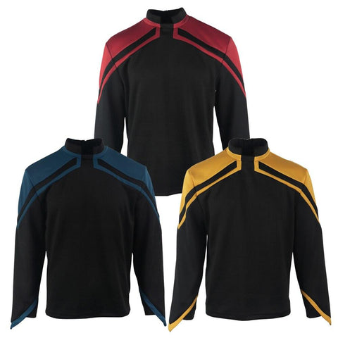 Cosermart Star Trek Picard  Admiral JL Uniform Male Red Gold Blue Men Top Shirts Coat  Halloween Cosplay Costume