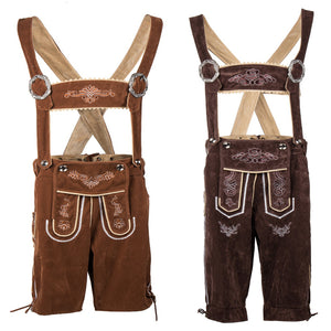 Deluxe Men's Bavarian Lederhosen Beer Guy Costume Oktoberfest Carnival Party Fancy Dress Suspenders Shorts