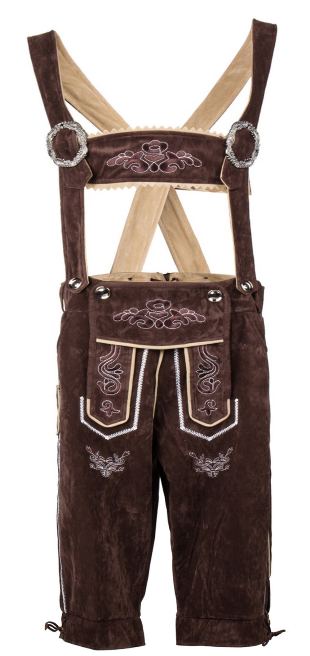 Deluxe Men's Bavarian Lederhosen Beer Guy Costume Oktoberfest Carnival Party Fancy Dress Suspenders Shorts