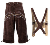 Deluxe Men's Bavarian Lederhosen Beer Guy Costume Oktoberfest Carnival Party Fancy Dress Suspenders Shorts