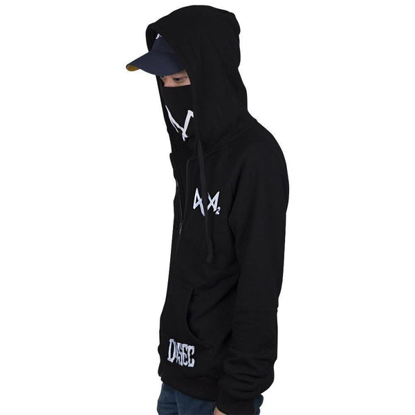 Watch Dogs 2 Catcher Hoodies   Man Sweatshirts Black Cosplay Jackets Zipper