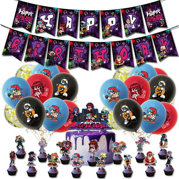 Friday Night Funkin Party Supplies Latex Balloons Banner Birthday Decorations