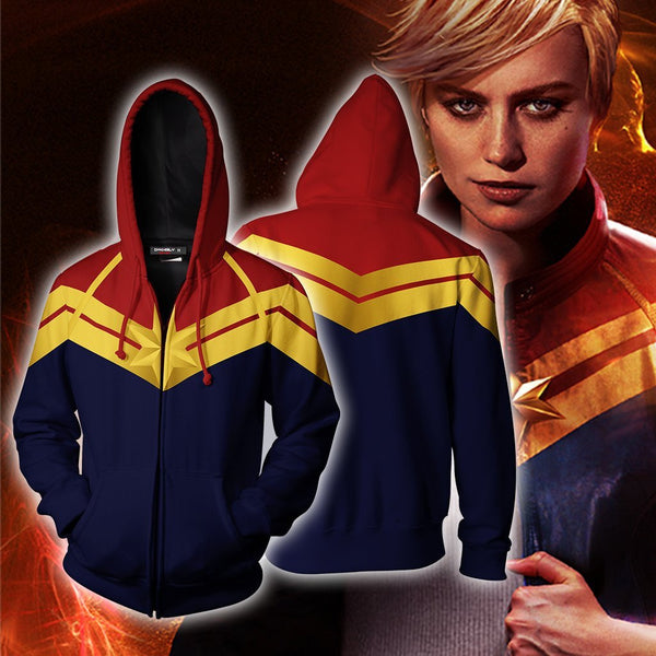Captain Marvel Cosplay Costume Carol Danvers 2019 Superhero Hoodie Halloween Costumes