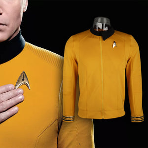 Cosermart Star Trek Discovery Season 2 Starfleet Captain Kirk Shirt Uniform Badge Costumes Men Adult Halloween Cosplay Costume