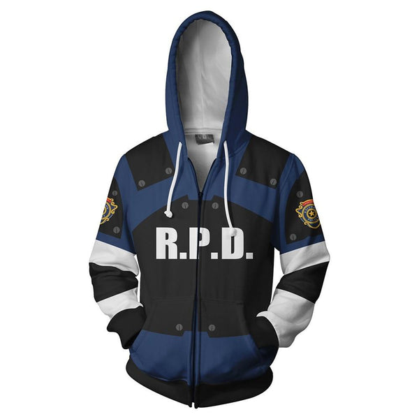 Cosplay Costume Resident Evil 2 Hoodies Halloween Cosplay Leon Scott Kennedy Jacket Sweater Zipper Clothing