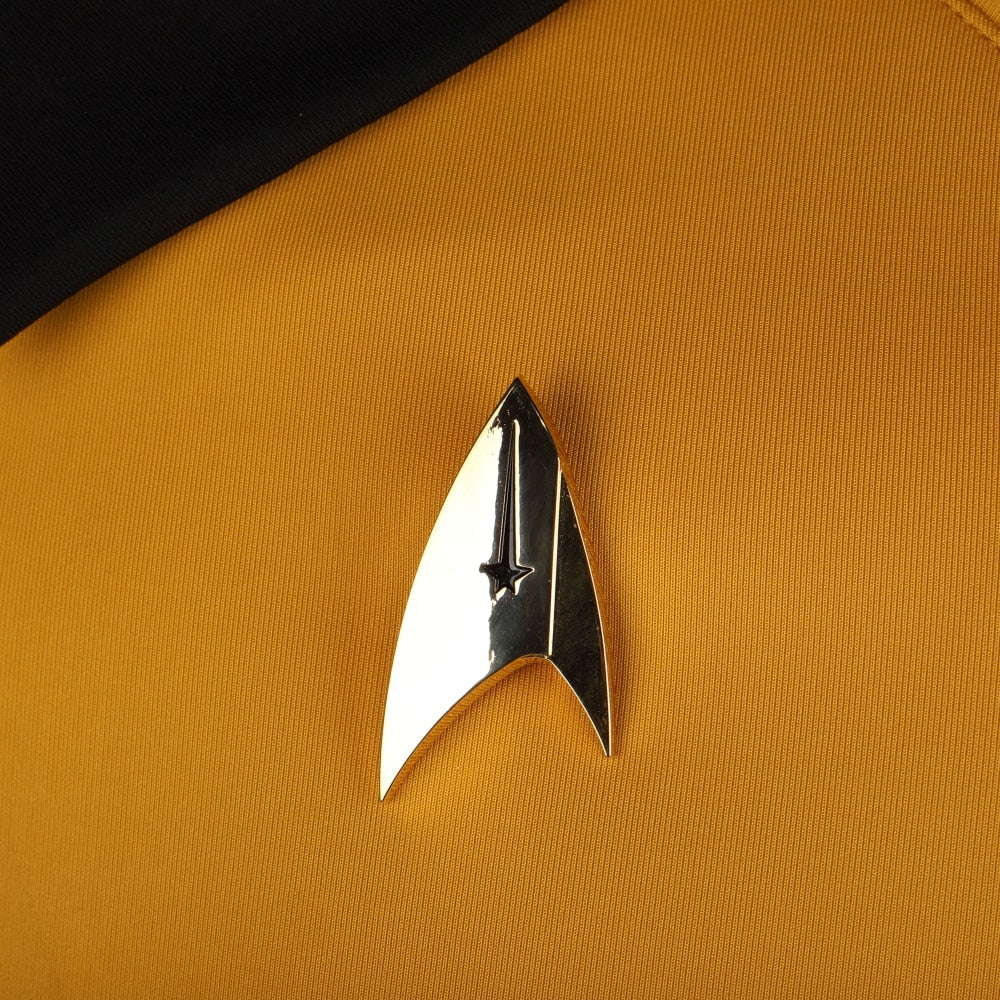 Cosermart Star Trek Discovery Season 2 Starfleet Captain Kirk Shirt Uniform Badge Costumes Men Adult Halloween Cosplay Costume