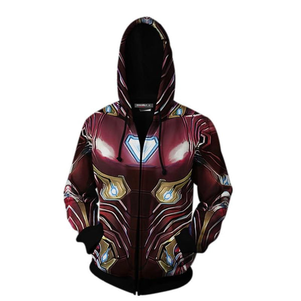 2019 Avengers: Endgame Tony Stark Hoodie Cosplay Costume Iron Man Sweatshirts Jacket Coat