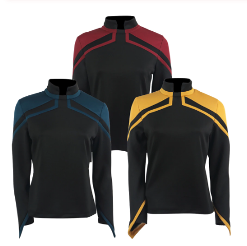 Cosermart Star Trek Picard  JL Uniform  Female Red Gold Blue Top Shirt Cosplay Costume Women Adult Coat Prop