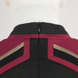 Star Trek Admiral JL Picard Red Gold Stripe Uniform Shirt Halloween Cosplay Costume