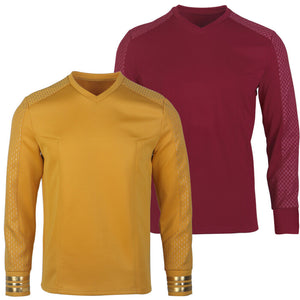 Star Trek Strange New Worlds Captain Pike Gold Uniforms Startfleet Blue Red Top Shirts