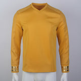 Star Trek Strange New Worlds Captain Pike Gold Uniforms Startfleet Blue Red Top Shirts
