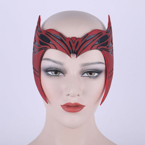Wanda Vision Scarlet Witch Cosplay Crown Headpiece Women Helmet Mask Props PVC