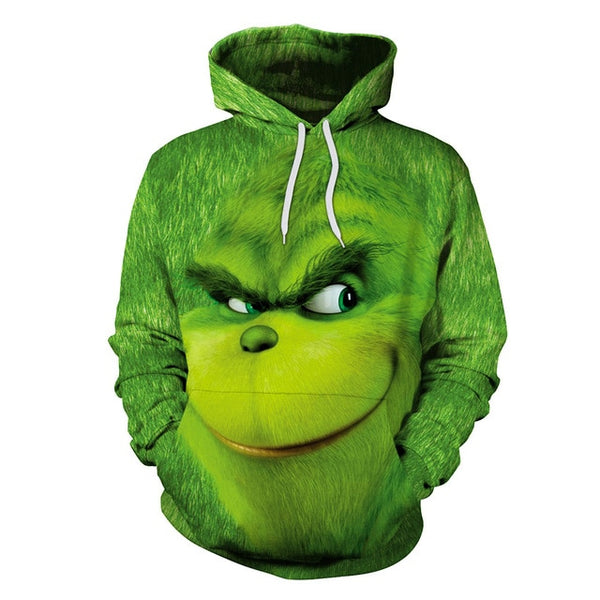 Christmas The Grinch Hoodies Sweatshirts cosplay costume Grinch 3D Printing zipper Hoodie Jacket men and women sweater