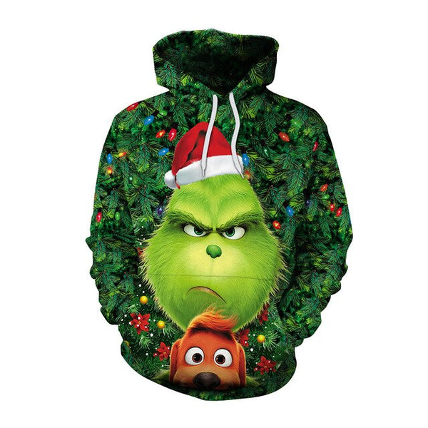 Christmas The Grinch Hoodies Sweatshirts cosplay costume Grinch 3D Printing zipper Hoodie Jacket men and women sweater