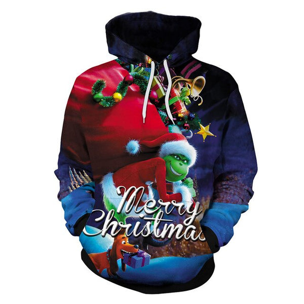 Christmas The Grinch Hoodies Sweatshirts cosplay costume Grinch 3D Printing zipper Hoodie Jacket men and women sweater