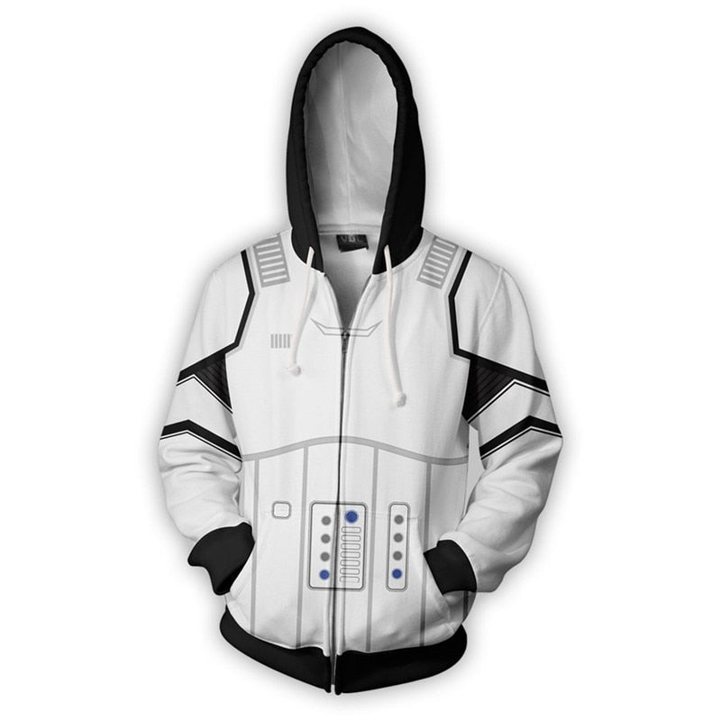 2019 New Movie SW The Rise of Skywalker Zip Hoodie Men and Women Cosplay Sweater Anime Costume 3D Printing