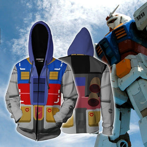 3D Printing MOBILE SUIT GUNDAM Anime Hero Cosplay Sweatshirt Hoodie Men Top Sweater Zip Hoodie Gundam Cosplay Costume