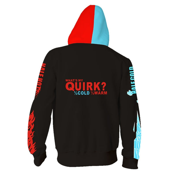 Anime My Hero Academia Todoroki Shoto Cosplay 3D Print Hoodie Jacket Zipper Casual Sweatshirts Coat